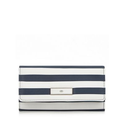 Navy and white striped flap over purse